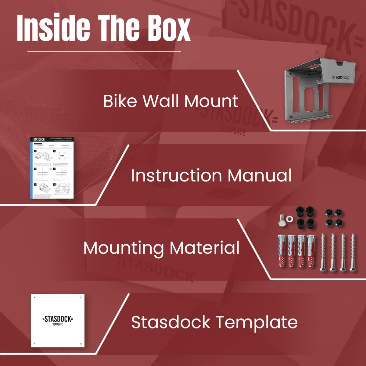 Amazon.co.jp: Stasdock 自転車壁マウント - 水平屋内自転車収納ラック